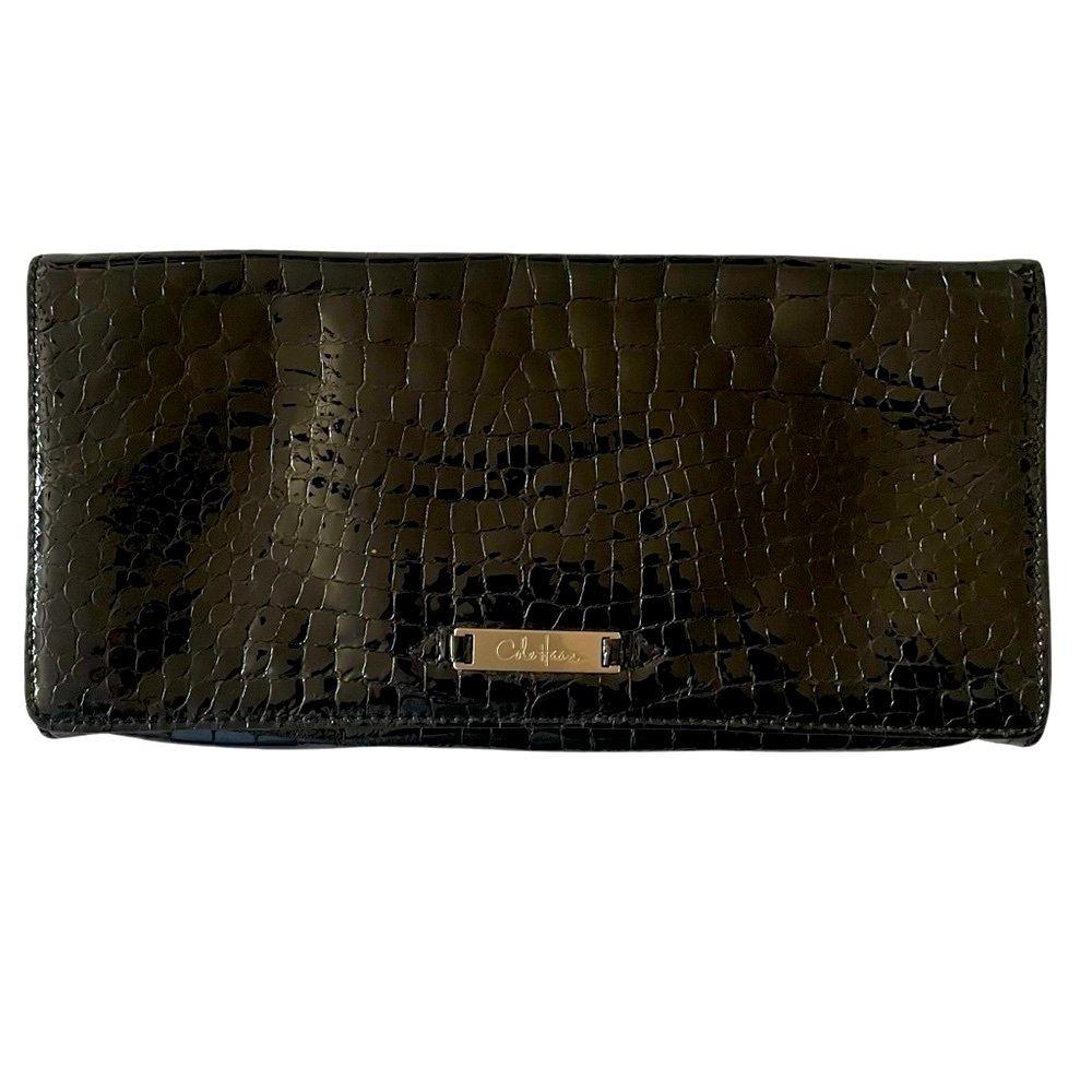 Cole Haan Black Croc-Embossed Clutch